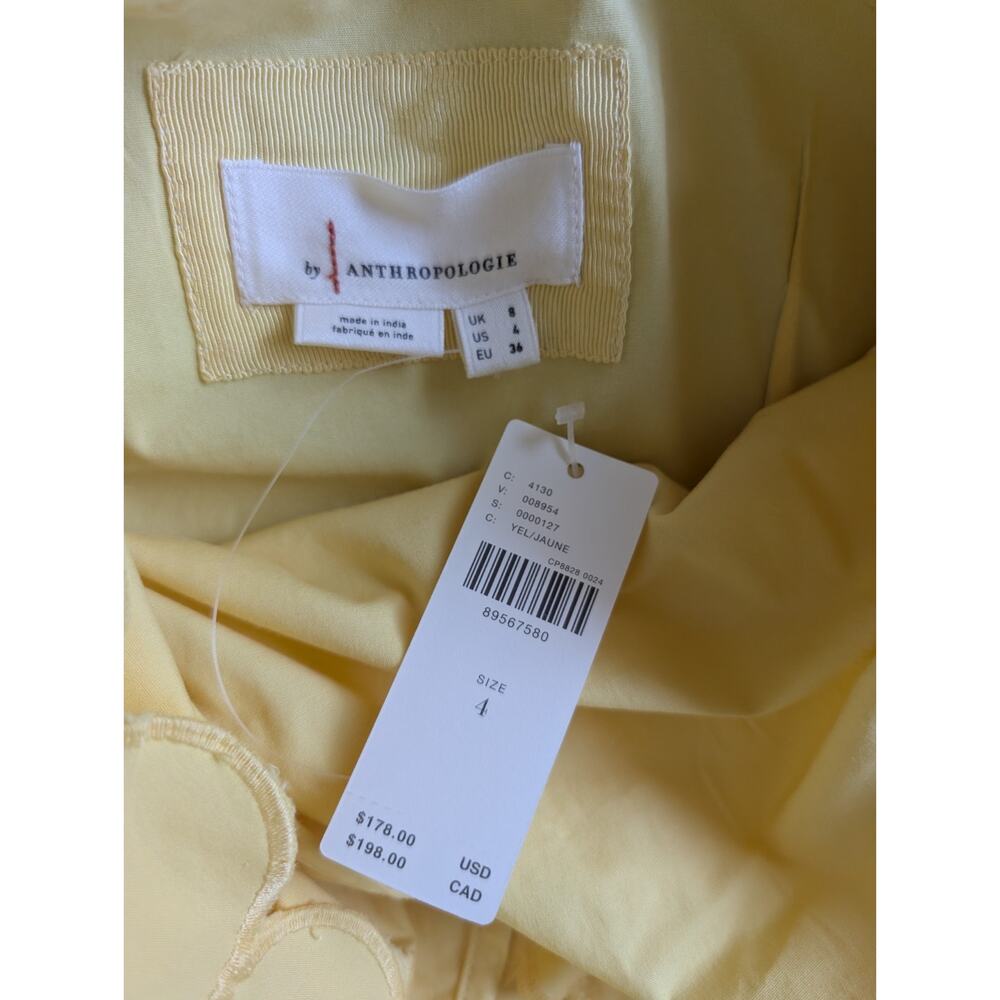 NWT By Anthropologie Cutwork Mini Shift Dress Size 4 Yellow #C3422 - Picture 6 of 8
